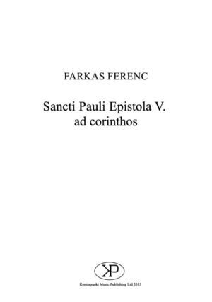 Ferenc Farkas: Sancti Pauli Epistola V.