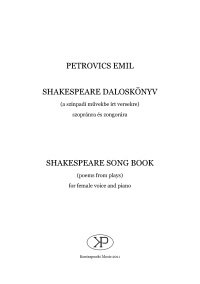 Emil Petrovics: Shakespeare songbook – for soprano and piano