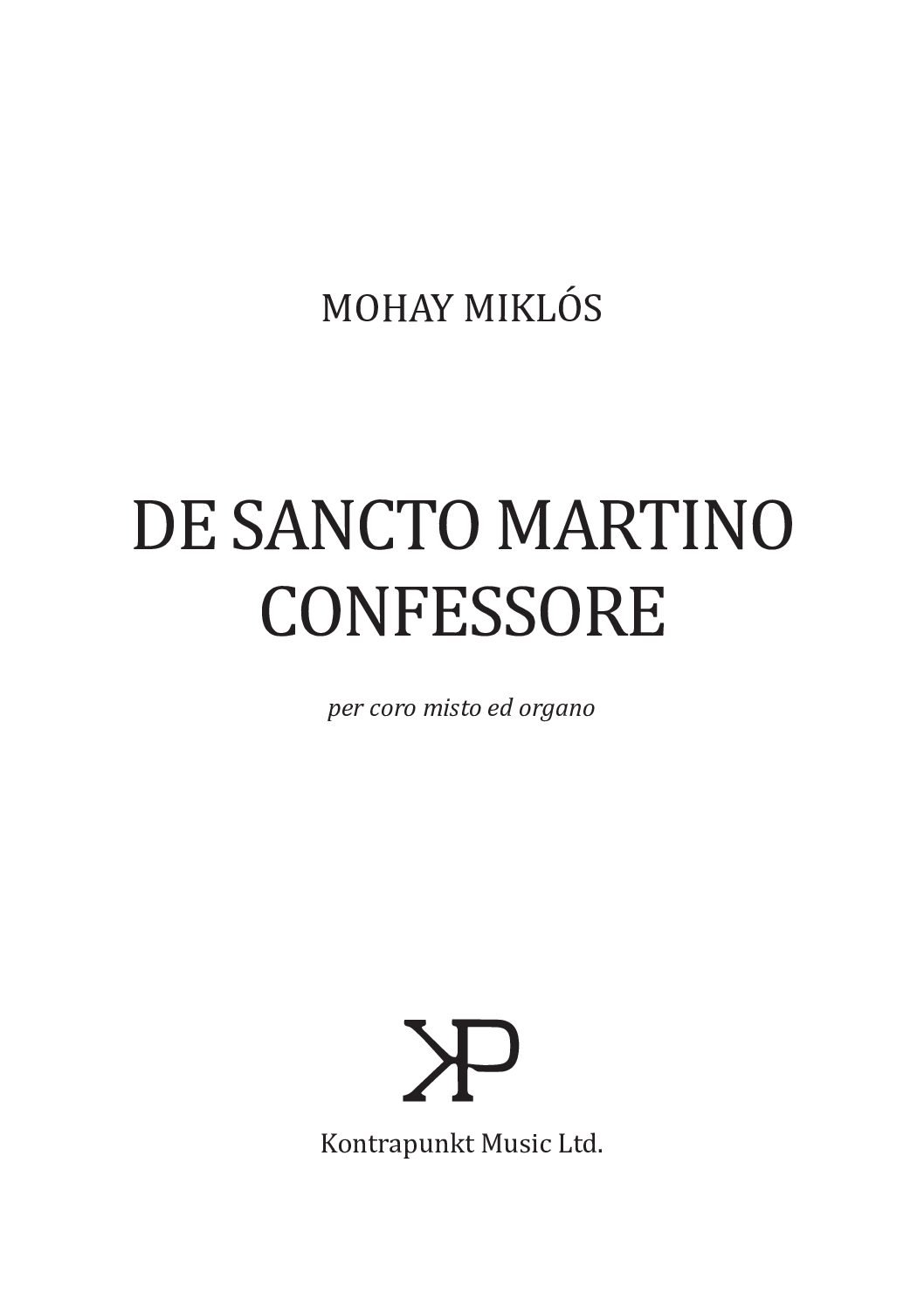 Mohay Miklós: De Sancto Martino Confessore