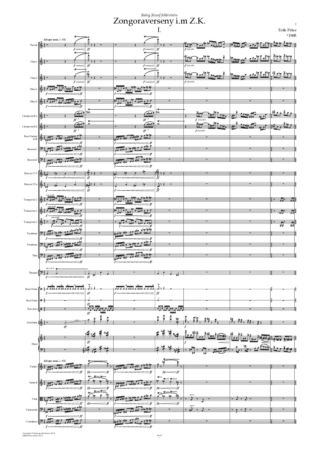 Tóth Péter: Zongoraverseny i.m. Z.K.
