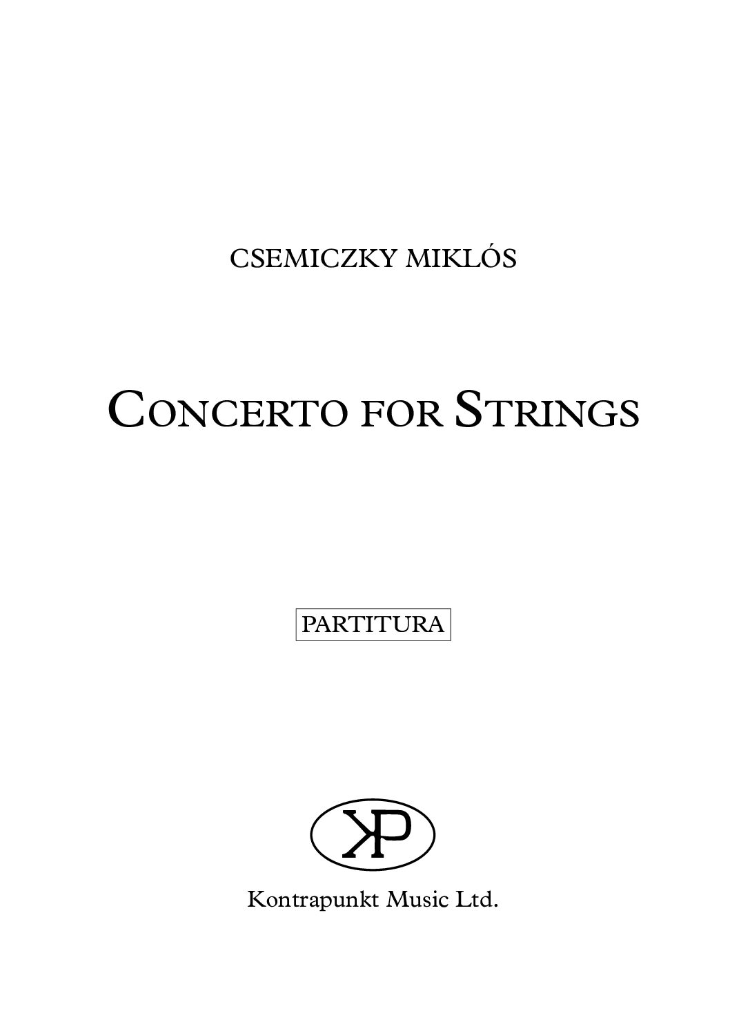 Miklós Csemiczky: Concerto for strings