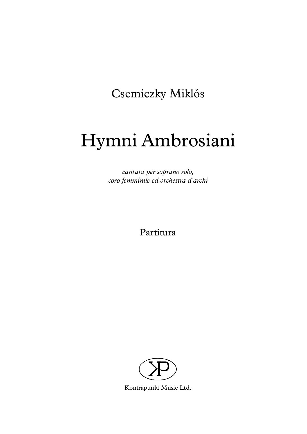 Csemiczky Miklós: Hymni Ambrosiani