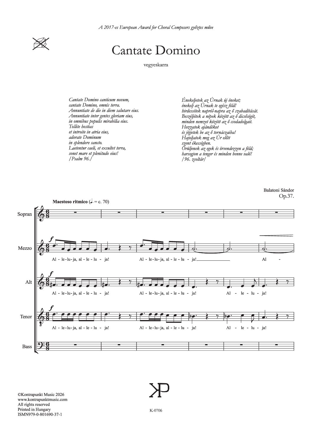 Balatoni Sándor: Cantate Domino